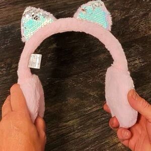 Sparkly Sequin Girls Cat Ear Headband Ear Warmer